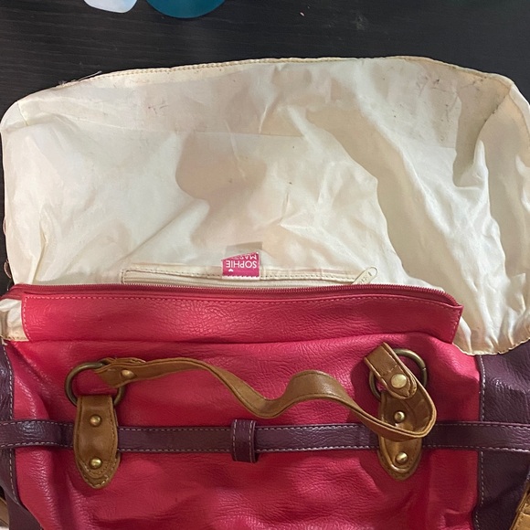 Sophie Martin Paris Stylish Pink Purple and Brown Women's Bag - Picture 8 of 12